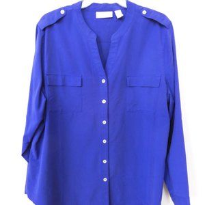 CHICO's size 3 sapphire blue long sleeve blouse